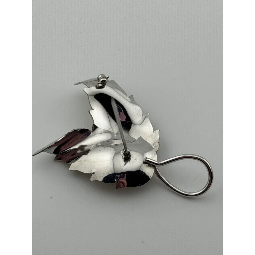 Vintage‎ Krementz Brooch Silver Tone Leaf Pin